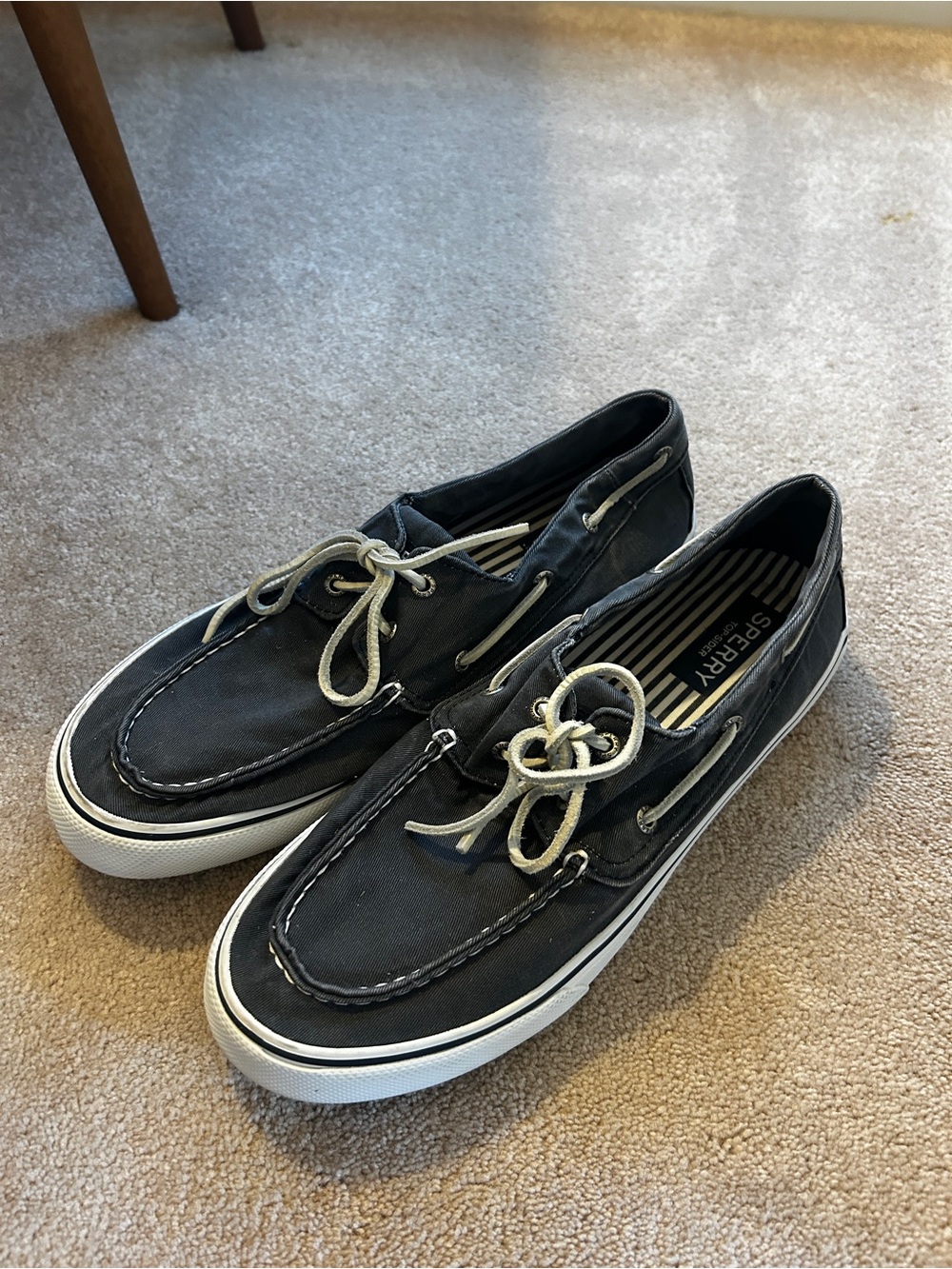 Sperry Men’s Navy Canvas Boat Shoes with White Sole